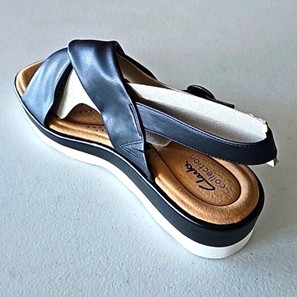 Clarks Clara Cove Slingback Peep-toe Sandals In Black Size 11 - Picture 4 of 8